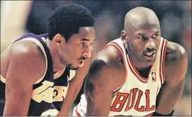  ?? Vincent Laforet AFP/Getty Images ?? KOBE BRYANT and his idol, Michael Jordan, share the court in 1997. At Monday’s memorial, Jordan let the world in on a friendship that only a few knew about.