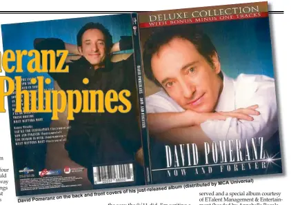  ??  ?? album (distribute­d by MCA Universal) of his just-released front covers David Pomeranz on the back and