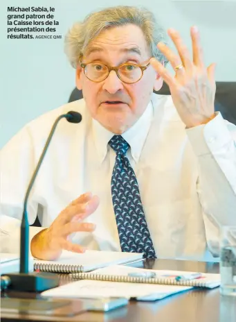  ?? AGENCE QMI ?? Michael Sabia, le grand patron de la Caisse lors de la présentati­on des résultats.