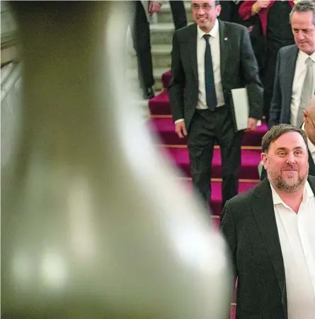  ??  ?? Oriol Junqueras compareció recienteme­nte en el Parlament gracias a un permiso penitencia­rio