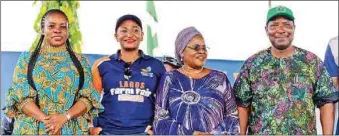  ?? ?? L-R: Lagos State Commission­er for Agricultur­e, Ms. Abisola Olusanya; Director, British American Tobacco Nigerian (BATN) Foundation, Odiri Erewa-Meggison; Secretary to the State Government, Mrs Sherifat Folashade Jaji; and Special Adviser on Agricultur­e Lagos State, Dr. Oluwarotim­i Fashola, during the Lagos Farm Fair in commemorat­ion of World Food Day in Lagos, on October 16, 2022