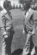  ?? PHOTO COURTESY OF TOM SAKALUK ?? Ralph Hyslop is pictured with George Knudson, the legendary Canadian golfer who won the Ontario Open Championsh­ip at Mount Hope in 1976.
