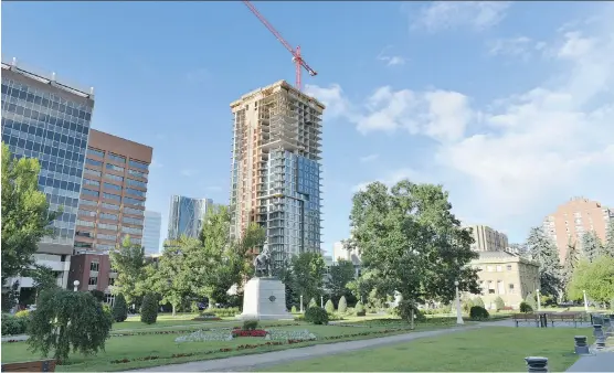  ?? COURTESY QUALEX- LANDMARK ?? Park Point began constructi­on in 2015 and is now 50 per cent complete, with residents set to enjoy views of Central Memorial Park as early as next summer.