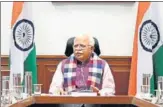  ?? HT PHOTO ?? Haryana chief minister Manohar Lal Khattar presides over a state cabinet meeting in Chandigarh on Thursday.