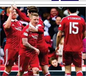  ??  ?? RELENTLESS: Aberdeen celebrate another goal in a season littered with positives