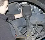  ??  ?? Should you identify leaking springs (or if they are aged 6+ years), depressuri­se the system, disconnect the pneumatic connection­s and remove the units. Faulty air springs are in demand by suppliers that remanufact­ure them to OE standards, so do not scrap them.
6