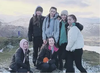  ?? ?? Eleanor, Sophie, Evie, Isabelle, Caileigh and Amelia on during their Lake District trek.