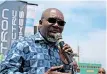  ?? | TUMI PAKKIES African News Agency (ANA) ?? ETHEKWINI mayor Mxolisi Kaunda addresses the public during the opening of Durban beaches.