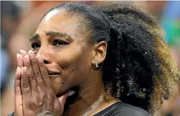  ?? ?? A tearful Serena Williams reacts after losing to Australia’s Ajla Tomljanovi­c in the third round of the US Open yesterday.AP