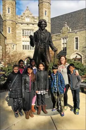  ?? SUBMITTED PHOTO ?? Internatio­nal students in Mrs. Della Valle’s English Language Arts class stand in front of the abolitioni­st and civil rights leader Frederick Douglass Monument at West Chester University’s campus.