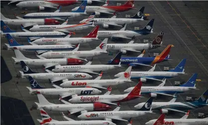  ?? Photograph: Lindsey Wasson/Reuters ?? Grounded Boeing 737 Max aircraft parked at Grant county internatio­nal airport in Moses Lake, Washington, US, in November last year.