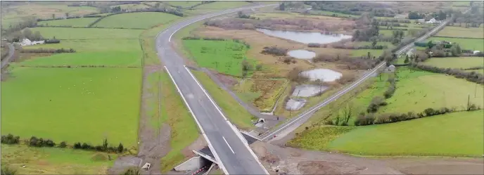  ??  ?? Aerial view of the new N4 from Castlebald­win to Collooney which is expected to be completed this summer.