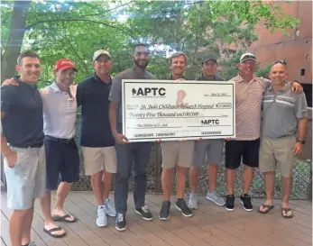  ??  ?? ASSOCIATIO­N OF PROFESSION­AL TOUR CADDIES Mark Urbanek, left, topped a field of 80 caddies to win the first AT&T Tour Caddie Championsh­ip on May 22, and $25,000 from that tournament was donated to St. Jude’s.