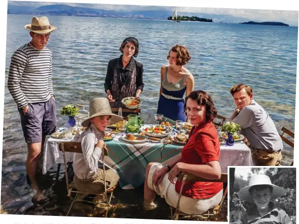  ??  ?? Was the Durrells’ life such a picnic, as ITV shows (above)? Right: Gerald with pet tortoise and chicks