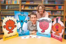  ?? IAN WEST/PA IMAGES/GETTY IMAGES ?? Adam and Amelia Hargreaves, son and daughter of Mr. Men series author Roger Hargreaves, with the famed kiddie-lit characters at a book launch in London in 2003. The illustrati­ons have recently been co-opted for cheekily bleaker memes.