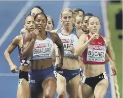  ??  ?? Lynsey Sharp, centre, finished sixth in the 800m final.