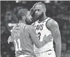  ?? KEN BLAZE/USA TODAY SPORTS ?? Cavaliers forward LeBron James and Celtics guard Kyrie Irving, former teammates until an offseason trade, are in the top five of the weekly USA TODAY MVP rankings.