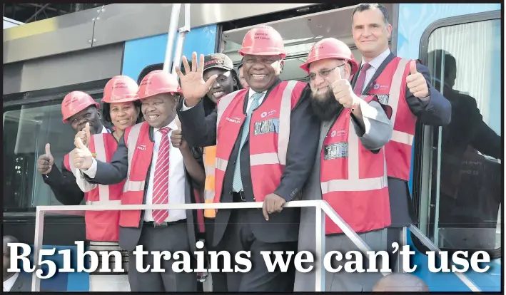  ?? Picture: GSCI ?? FITTING. President Cyril Ramaphosa opens a R1 billion train manufactur­ing factory in Dunnottar Park in Nigel yesterday.