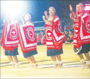  ?? ?? Lutsango from the three security forces rendering the special dance at the arena.