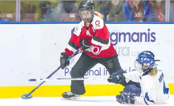  ?? PHOTOS: CHRISTIAN BENDER/RINGETTE CANADA ?? Jenny Snowdon, seen in action with the junior national ringette team, will suit up for the Atlantic Attack at nationals in Winnipeg next week.