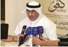  ??  ?? Minister of Education and Minister of Higher Education Dr Mohammad Al-Faris speaks to reporters.