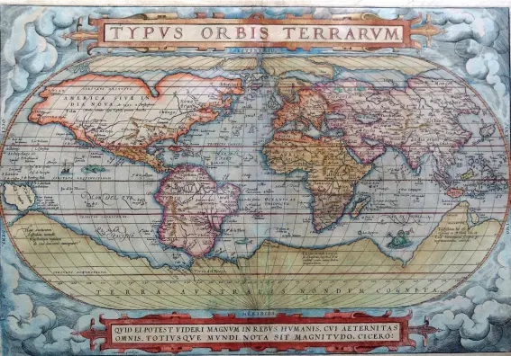  ??  ?? —Typus Orbis Terrarum by Abraham Ortelius, 1570.