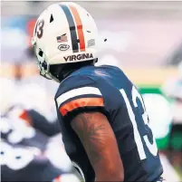  ?? UVA MEDIA RELATIONS ?? Terrell Jana, with no name on his jersey at Virginia, is one of several Canadian receivers excelling in the NCAA ranks.