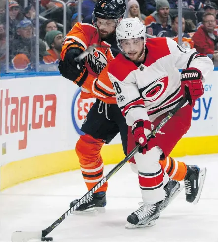  ?? JASON FRANSON/THE CANADIAN PRESS ?? Forward Elias Lindholm, who was acquired from the Carolina Hurricanes last month in the Dougie Hamilton trade, signed a lengthy extension with the Calgary Flames on Monday that will pay him an average of US$4.85 million per season.