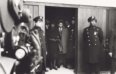  ?? Courtesy of Adger Cowans and Whitney Museum of American Art / Contribute­d photo ?? “Betty Shabazz & Percy Sutton at Malcolm’s Funeral” was photograph­ed by Adger Cowans in 1965.