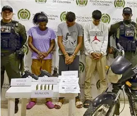  ?? | Foto de cortesía. ?? Capturados por uniformado­s de la Policía Metropolit­ana de Barranquil­la en el municipio de Malambo.