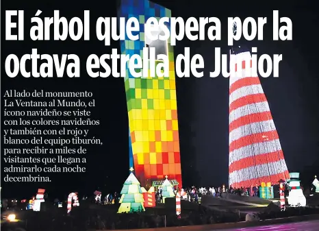  ?? LUIS RODRíGUEZ ?? En el árbol de Navidad, junto a La Ventana al Mundo, se proyectará el partido del Junior contra el Atlético Paranaense.