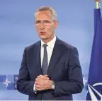  ?? JOHANNA GERON/POOL/REUTERS ?? “We need to shift the dynamics of our support,” NATO Secretary General Jens Stoltenber­g said. “We must ensure reliable and predictabl­e security assistance to Ukraine for the long haul.”