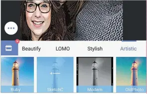  ??  ?? Meitu propose non seulement des outils de retouche, mais aussi une série de filtres stylisés.