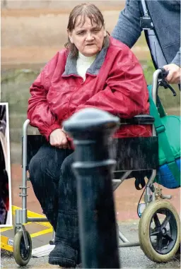  ??  ?? Caught: McGill claimed £750,000 but was filmed going out shopping, inset. Above: In a wheelchair outside the court