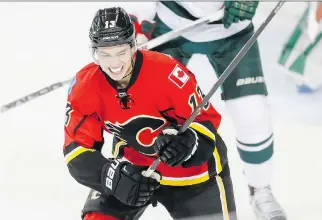  ?? LYLE ASPINALL/FILES ?? Johnny Gaudreau suffered a broken finger after being slashed by Eric Staal last November.