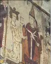  ??  ?? Sur ce pan de mur, Charles d’Anjou, comte de Provence, est représenté devant le pape Clément IV.