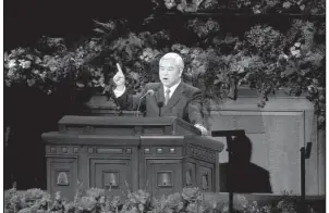  ?? AP/KIM RAFF ?? Elder Chi Hong Wong speaks in Cantonese on Saturday in the opening session of the two-day Mormon church conference in Salt Lake City. It was the first time that a speech at the conference was delivered in a language other than English.