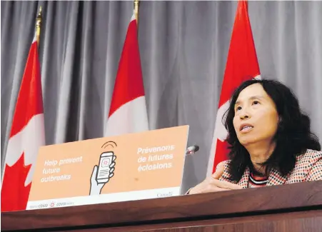  ??  ?? Dr. Theresa Tam at a news conference in Ottawa on Tuesday. Canada is planning to be responding to the pandemic for at least a year and more likely two or three, Tam said.