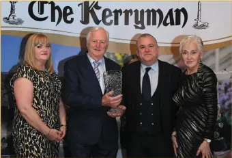  ??  ?? Pictured at The Kerryman Business Awards 2019, held in the Ballygarry House Hotel Tralee, were The Kerryman General Manager Siobhán Murphy; Lifetime Achievemen­t Award winner, Billy Nolan of Nolan and Hilsers Jewellers, Tralee; John Mulhern, Kerry Airport; and Terry Prone, guest speaker.