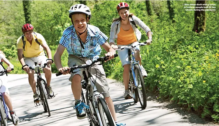  ?? ?? Bike shops dealt with a boom in trade as people took to two wheels during the pandemic