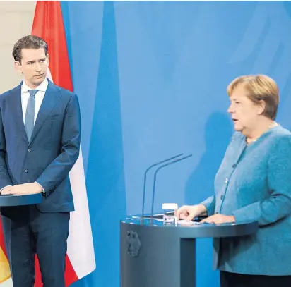  ?? ?? Mit dem Rückzug von Sebastian Kurz aus der Politik und der kommende Woche folgenden Ablöse Angela Merkels im Berliner Kanzleramt endet auch eine jahrelange politische Zusammenar­beit.