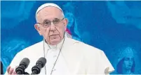  ?? TIZIANA FABI AFP/GETTY IMAGES ?? Pope Francis leads the Angelus at the Drum Crescent, Knock, County Mayo on Sunday, the second day of his visit to Ireland.