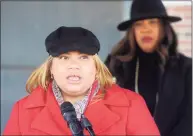  ?? Ned Gerard / Hearst Connecticu­t Media ?? City Council President Aidee Nieves speaks at a news conference outside the Bridgeport Health Department’s Communicab­le Disease Clinic in Bridgeport on Friday.