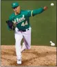  ?? EZRA SHAW – GETTY IMAGES ?? The A’s Jesus Luzardo went seven solid innings in a win over the Astros on Sept. 9.