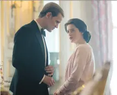  ?? NETFLIX ?? The relationsh­ip between Prince Philip, played by Matt Smith, and the Queen, portrayed by Claire Foy, is strained in the second season of the critically acclaimed Netflix series The Crown.