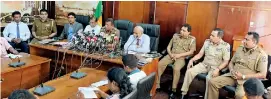  ??  ?? Law and Order Minister, Ranjith Madduma Bandara, flanked by a group of DIGs held a news conference on Thursday to exhort how well the Police were fighting crime. Pic by Amila Gamage