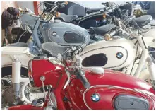  ?? ?? Get your motor running: Classic Kit and Crucible Workshop’s “Red Barn Project” superbikes — red, white & gray R50s, a very rare black 1959 R69, and a blacked-out Jay Martin-custom R100