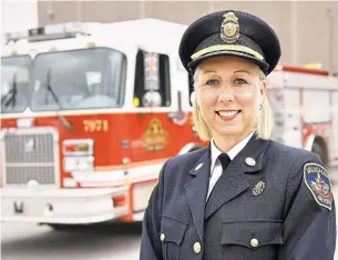  ?? SUSIE KOCKERSCHE­IDT/METROLAND ?? Deryn Rizzi, a 17-year veteran of Vaughan’s fire department, took over as chief last week.