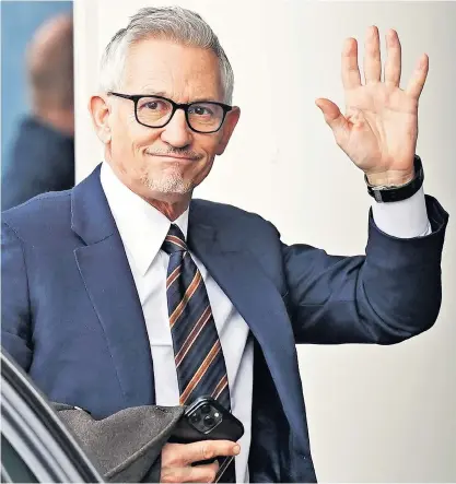  ?? ?? Gary Lineker arrives at King Power Stadium in Leicester after he was told to step back from presenting Match of the Day