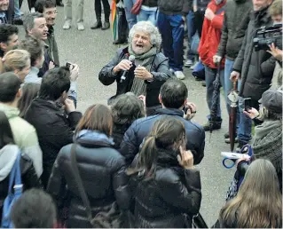  ?? I voti ?? Un comizio di Beppe Grillo in provincia prima delle regionali del 2013 quando M5S ottenne il 14%: Brescia conquistò un consiglier­e, Giampietro Maccabiani